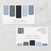 Carte De Visite Bleu gris palette de couleurs calligraphie QR-Code (Devant / Derrière)