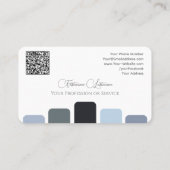 Carte De Visite Bleu gris palette de couleurs calligraphie QR-Code (Dos)