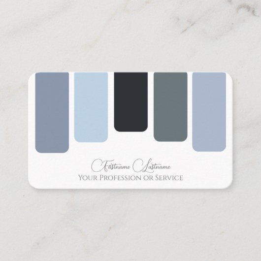 Carte De Visite Bleu gris palette de couleurs calligraphie QR-Code (Devant)