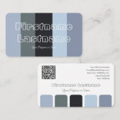 Carte De Visite Bleu gris palette de couleurs calligraphie QR-Code (Devant / Derrière)