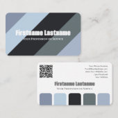 Carte De Visite Bleu gris rayures harmoniques palette de couleurs (Devant / Derrière)