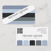 Carte De Visite Bleu gris rayures harmoniques palette de couleurs (Devant / Derrière)
