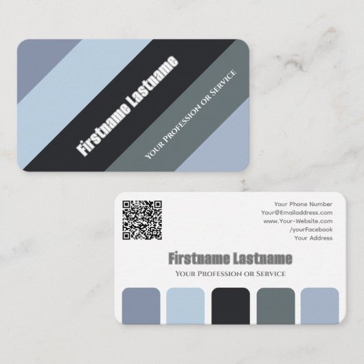 Carte De Visite Bleu gris rayures harmoniques palette de couleurs  (Devant / Derrière)
