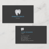 Carte de visite bleu gris simple de dentiste (Devant / Derrière)