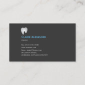Carte de visite bleu gris simple de dentiste (Dos)