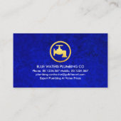 Carte De Visite Bleu Grunge Gold Faucet Plumber (Dos)