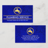 Carte De Visite Bleu Grunge Gold Faucet Plumber (Devant / Derrière)