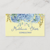 Carte De Visite Bleu Jaune Floral Moderne Chic (Devant)