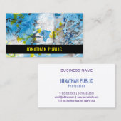 Carte De Visite Bleu Jaune moderne Art Abstrait Élégant Modèle (Devant / Derrière)