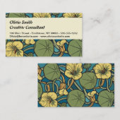 Carte De Visite Bleu jaune Nasturtium Fleur Nouveau Motif (Devant / Derrière)