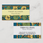 Carte De Visite Bleu jaune Nasturtium Fleur Nouveau Motif (Devant / Derrière)