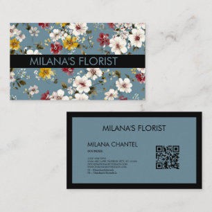 Carte De Visite Bleu Jaune Rouge Daisy Fleuriste Moderne Tendance