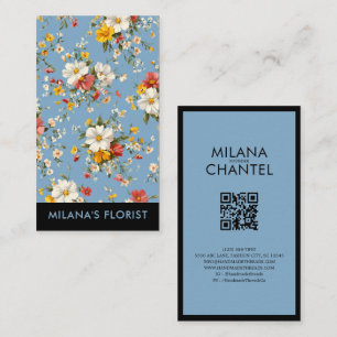 Carte De Visite Bleu Jaune Rouge Daisy Fleuriste Moderne Tendance