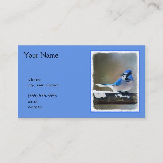 Carte De Visite Bleu Jay Painting - Art original pour les oiseaux (Devant)