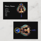 Carte De Visite Bleu Lady Bug, Lapis et Sapphire Gem Pierre Monogr (Devant / Derrière)