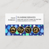 Carte De Visite Bleu L'Eau Abaisse L'Entrepreneur En plomberie (Devant)