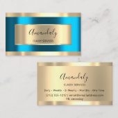 Carte De Visite Bleu Lecteurs Or Lecteurs encadrés Holographe Blu (Devant / Derrière)