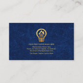 Carte De Visite Bleu Lumière Grunge Or ampoule électrique (Dos)