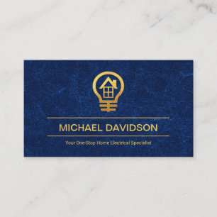 Carte De Visite Bleu Lumière Grunge Or ampoule électrique