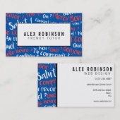 Carte de visite bleu lumineux de tuteur de langue (Devant / Derrière)