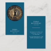 Carte de visite bleu Lune Noire Or Céleste (Devant / Derrière)