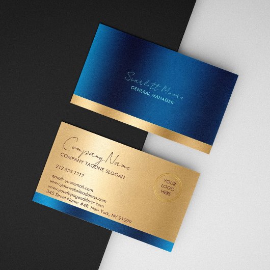 Carte De Visite Bleu Luxe & Or