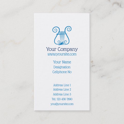 Carte De Visite Bleu Lyre vertical (Devant)