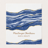 Carte De Visite Bleu Marbre Agate Parties scintillant or (Extérieur déplié)