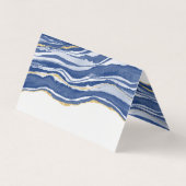 Carte De Visite Bleu Marbre Agate Parties scintillant or (Dos)