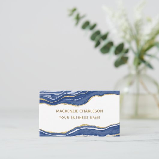 Carte De Visite Bleu marbre d'Agate (Debout devant)