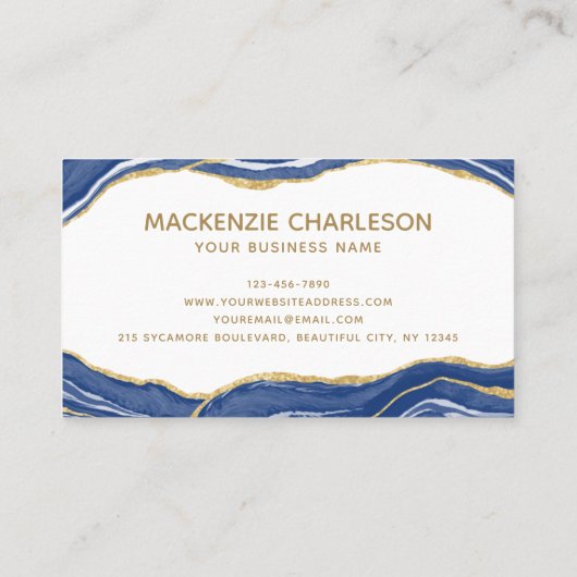 Carte De Visite Bleu marbre d'Agate (Dos)