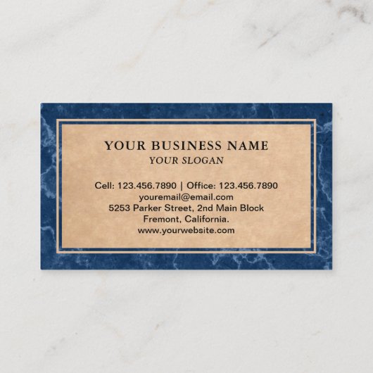 Carte De Visite Bleu Marbre Granite Splashback Cuisine comptoir (Dos)