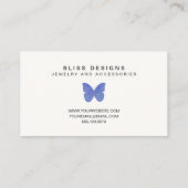 Carte De Visite Bleu marine Aquarelle Papillon Logo Simple (Dos)