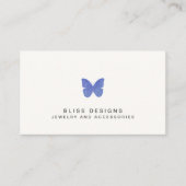 Carte De Visite Bleu marine Aquarelle Papillon Logo Simple (Devant)