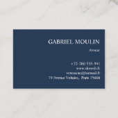 CARTE DE VISITE BLEU MARINE AVEC INITIALES (Dos)