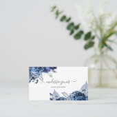 Carte De Visite Bleu marine, Blanc et Argent (Debout devant)