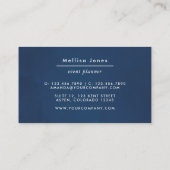 Carte De Visite Bleu marine, Blanc et Argent (Dos)