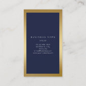 Carte De Visite Bleu Marine Cadre doré Minimal Abstrait vertical (Dos)