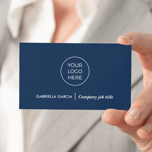 Carte de visite bleu marine Code QR Logo simple