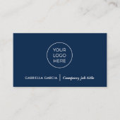 Carte de visite bleu marine Code QR Logo simple (Devant)