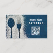 Carte De Visite Bleu marine, Code QR, Restauration, Cuisinier, Res (Devant)