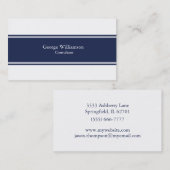 Carte De Visite Bleu marine et blanc nautique simple (Devant / Derrière)