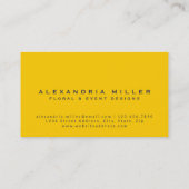 Carte De Visite Bleu marine et brillant Jaune design floral (Dos)