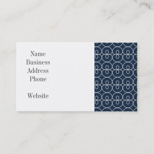 Carte De Visite Bleu Marine et Motif Argent Cadeaux design (Devant)
