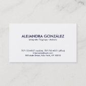 Carte De Visite Bleu marine fait sur commande d'interprète de (Dos)