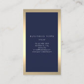 Carte De Visite Bleu Marine Gold Frame Minimal Sepia Vertical (Dos)