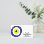 Carte De Visite Bleu Marine Jaune Evil Eye Bead Amulet (Debout devant)
