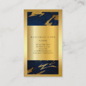 Carte De Visite Bleu Marine Marbre à cadre doré Abstrait vertical3 (Dos)