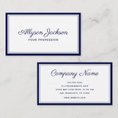 Carte De Visite Bleu marine minimal moderne (Devant / Derrière)