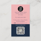 Carte De Visite bleu marine moderne logo photo QR code professionn (Dos)